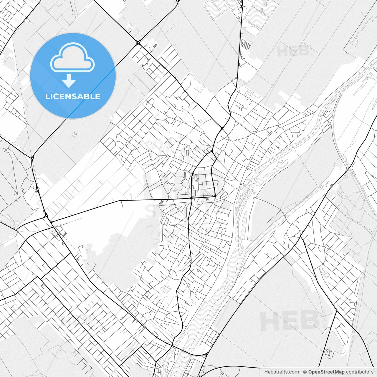 Vector PDF map of Szigetszentmiklós, Hungary