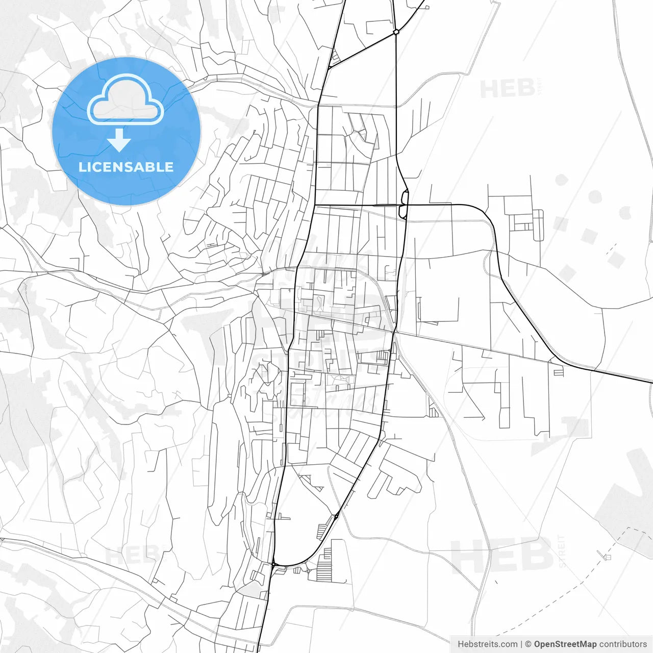 Vector PDF map of Szekszárd, Hungary