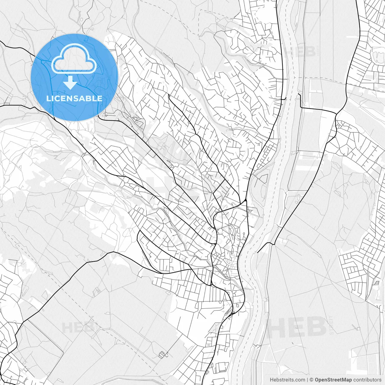 Vector PDF map of Szentendre, Hungary