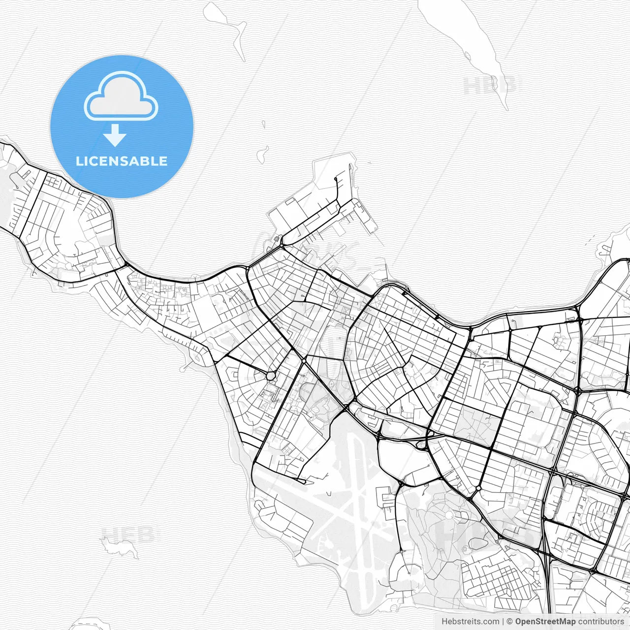 Vector PDF map of Reykjavík, Iceland