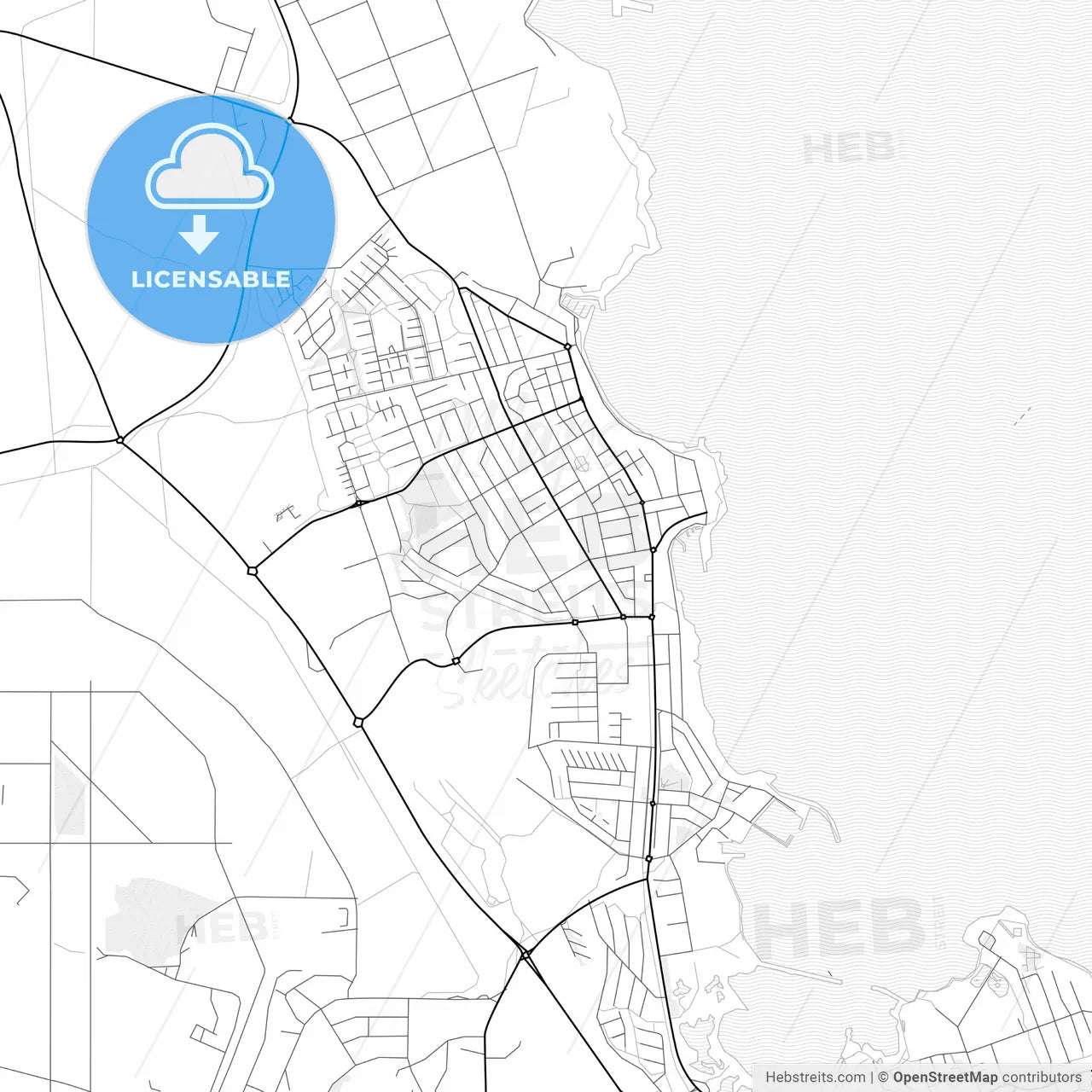 Vector PDF map of Reykjanesbær, Iceland