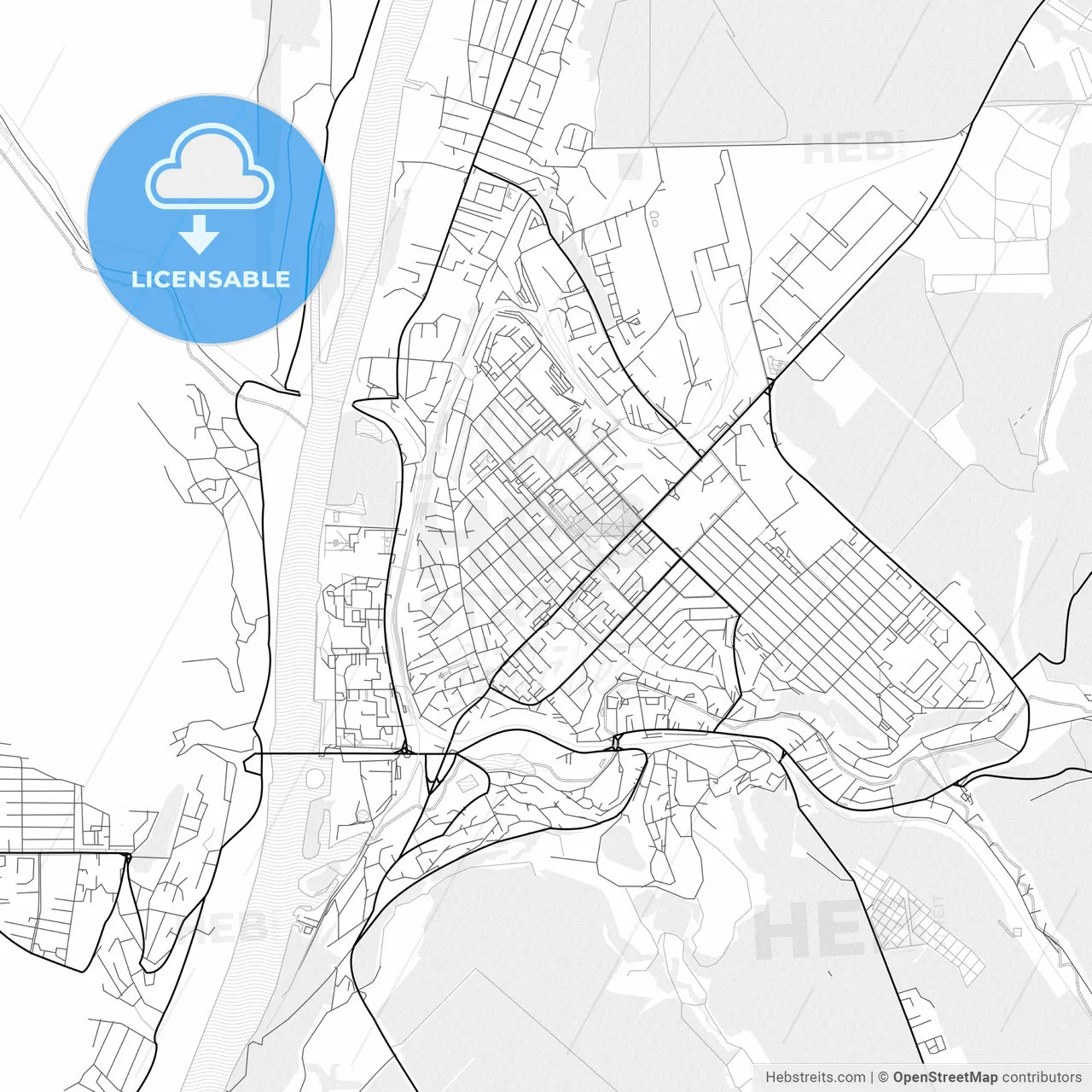 Vector PDF map of Rîbnița, Moldova