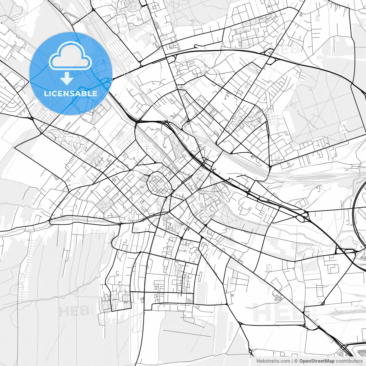 Vector PDF map of Gliwice, Poland