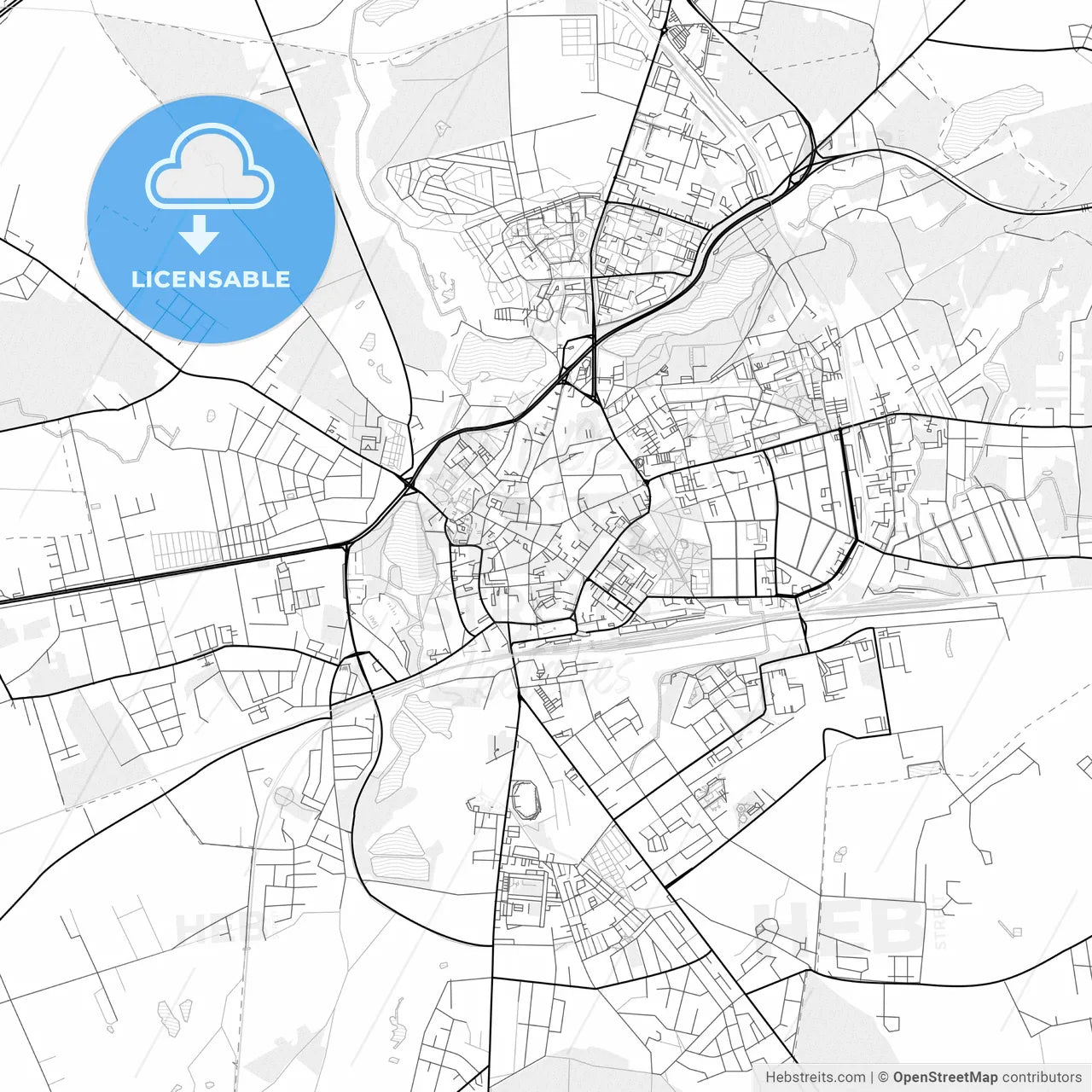 Vector PDF map of Gniezno, Poland