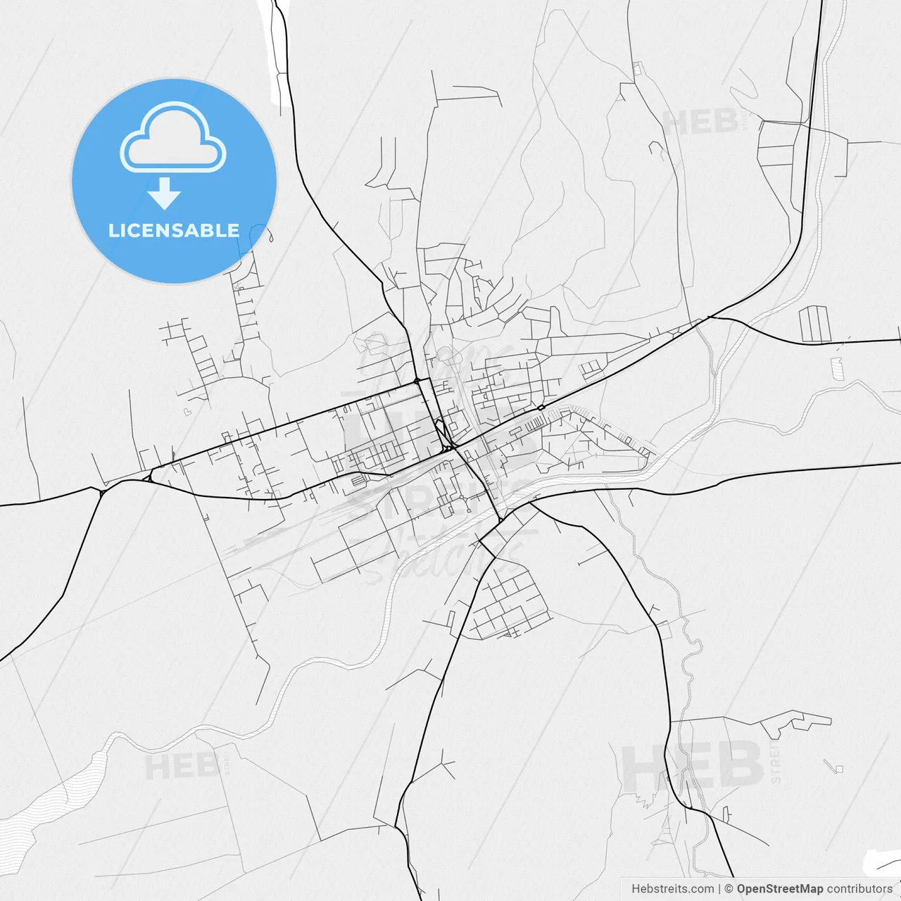Vector PDF map of Humenné, Slovakia