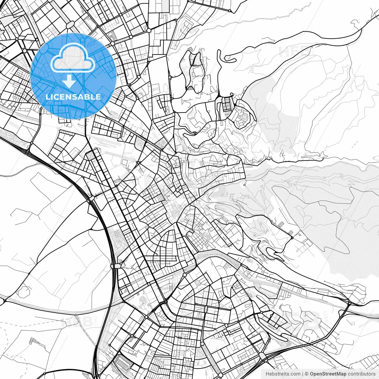 Vector PDF map of Granada, Spain