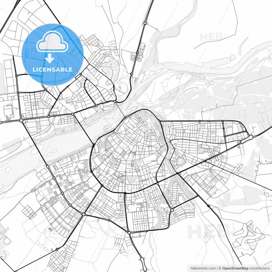 Vector PDF map of Badajoz, Spain