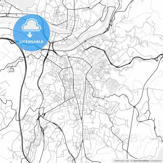 Vector PDF map of Ourense, Spain