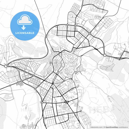 Vector PDF map of Cáceres, Spain
