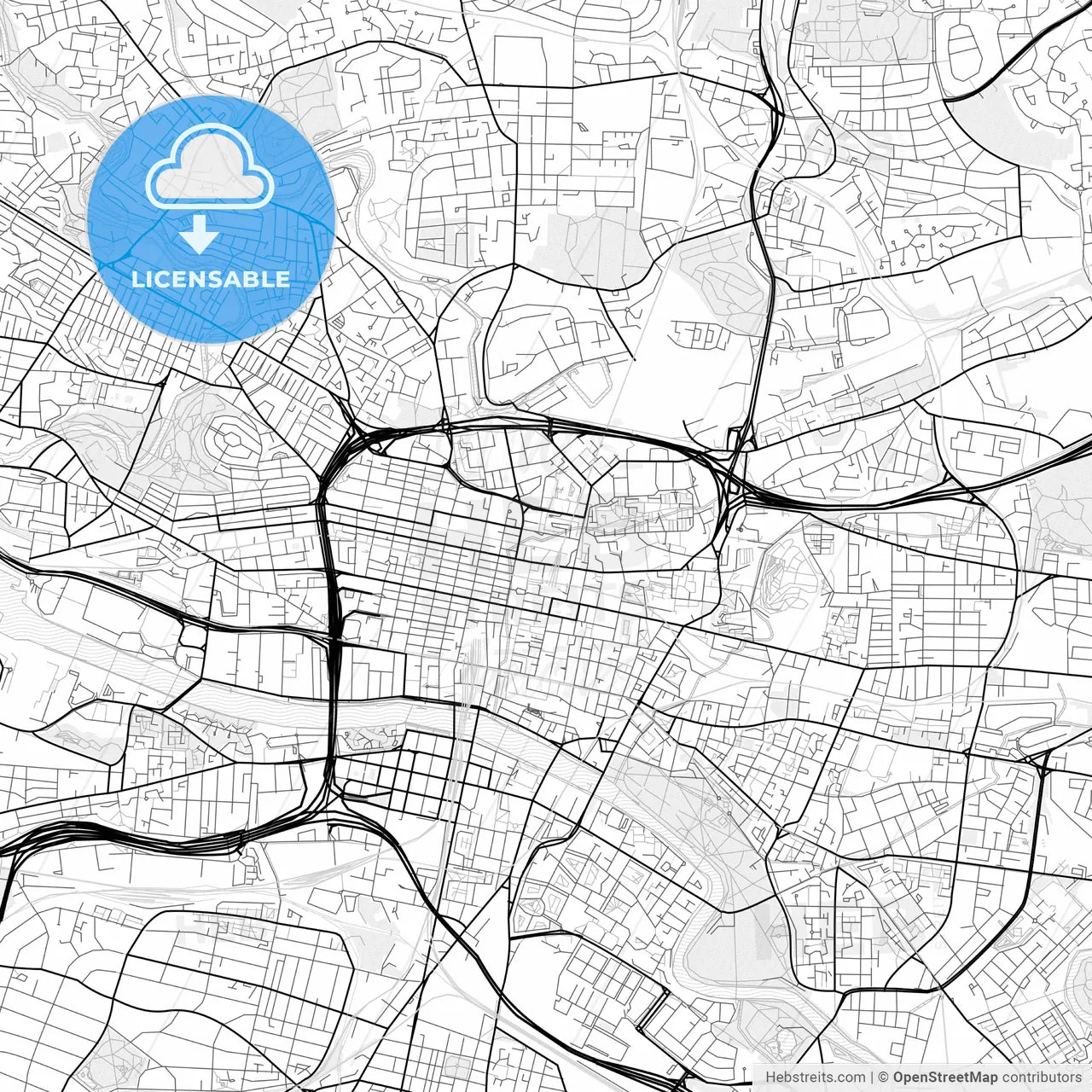 Vector PDF map of Glasgow, Scotland