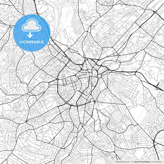 Vector PDF map of Sheffield, England