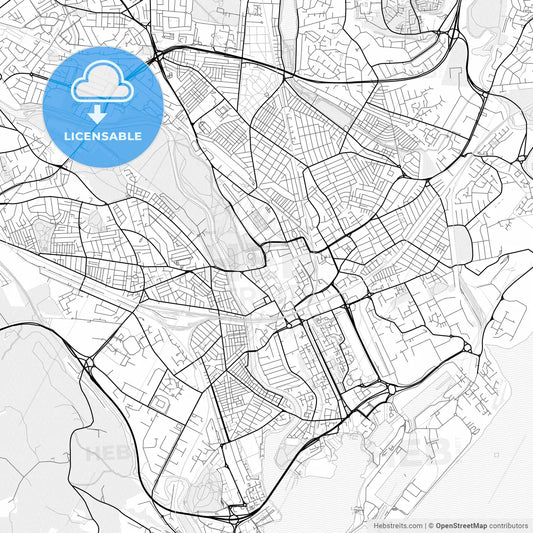 Vector PDF map of Cardiff, Wales