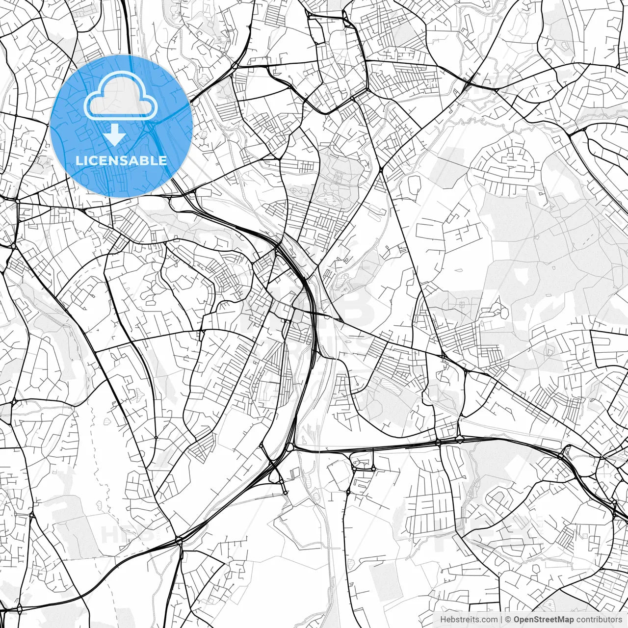 Vector PDF map of Stoke-on-Trent, England