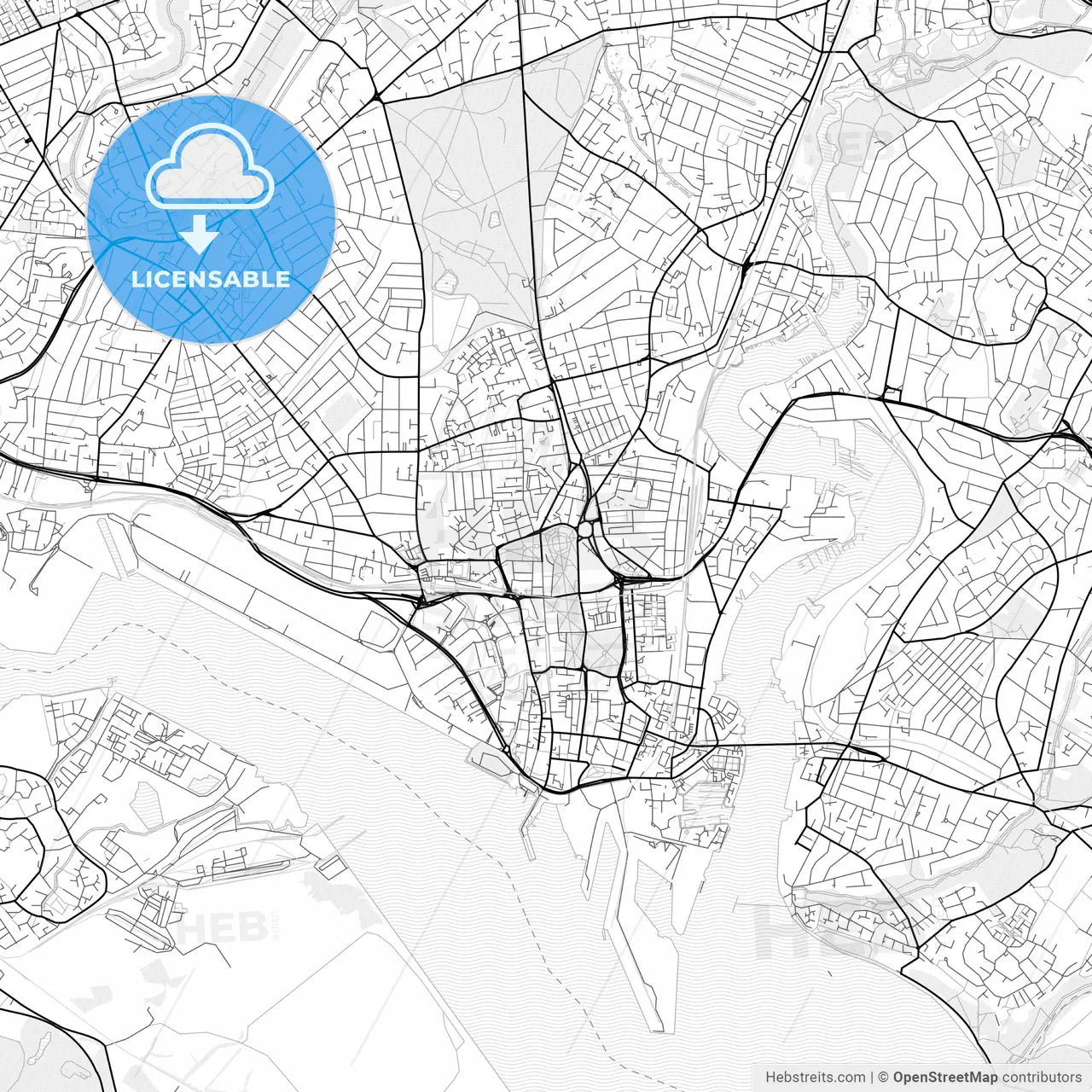 Vector PDF map of Southampton, England