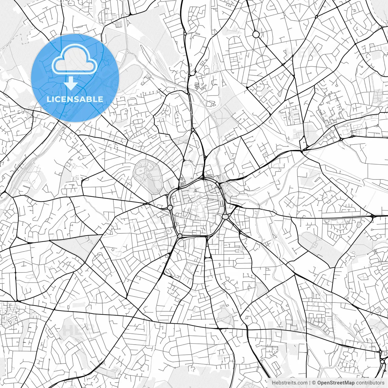 Vector PDF map of Wolverhampton, England