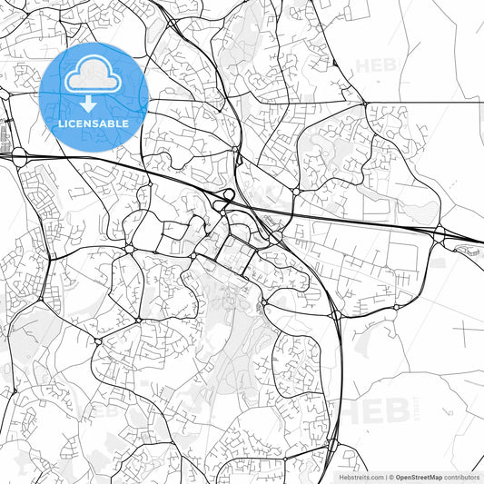 Vector PDF map of Telford, England