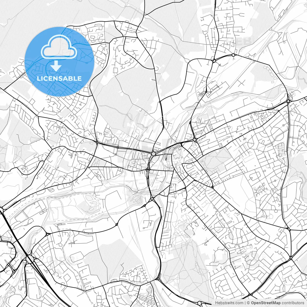 Vector PDF map of Rotherham, England