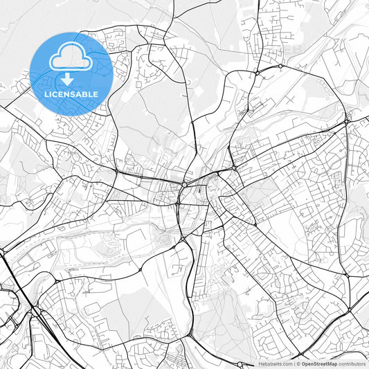 Vector PDF map of Rotherham, England