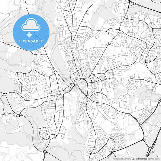 Vector PDF map of Worcester, England