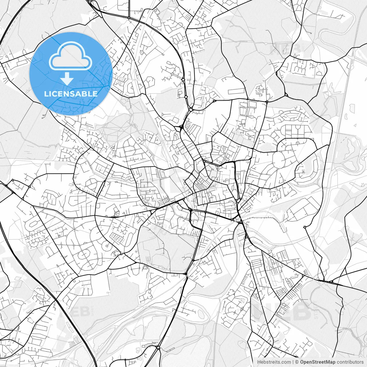 Vector PDF map of Wakefield, England