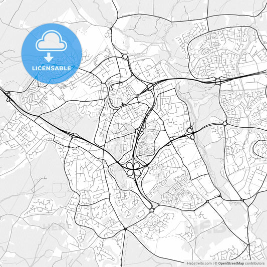 Vector PDF map of Redditch, England