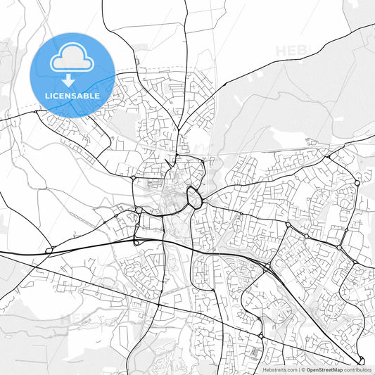 Vector PDF map of Tamworth, England