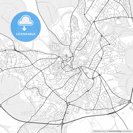 Vector PDF map of Shrewsbury, England