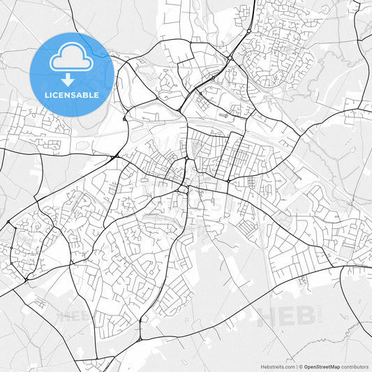 Vector PDF map of Rugby, England