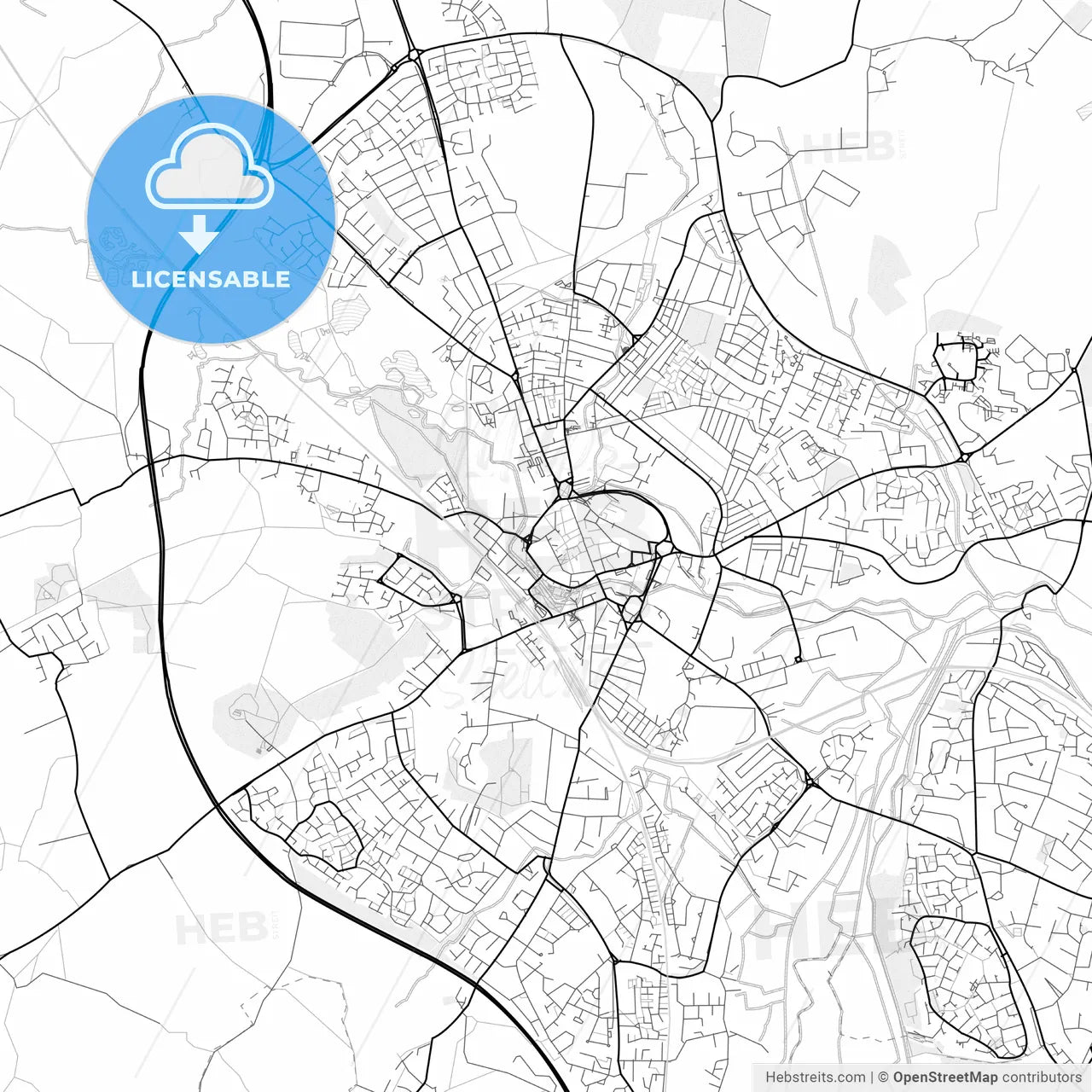 Vector PDF map of Stafford, England
