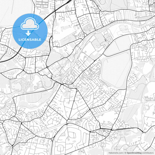Vector PDF map of Walton-on-Thames, England