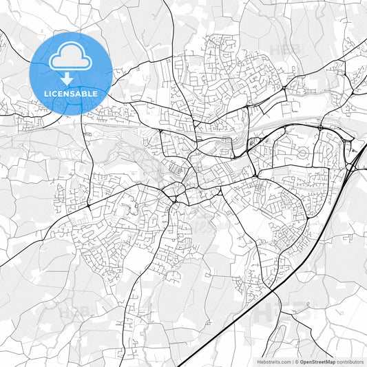 Vector PDF map of Taunton, England