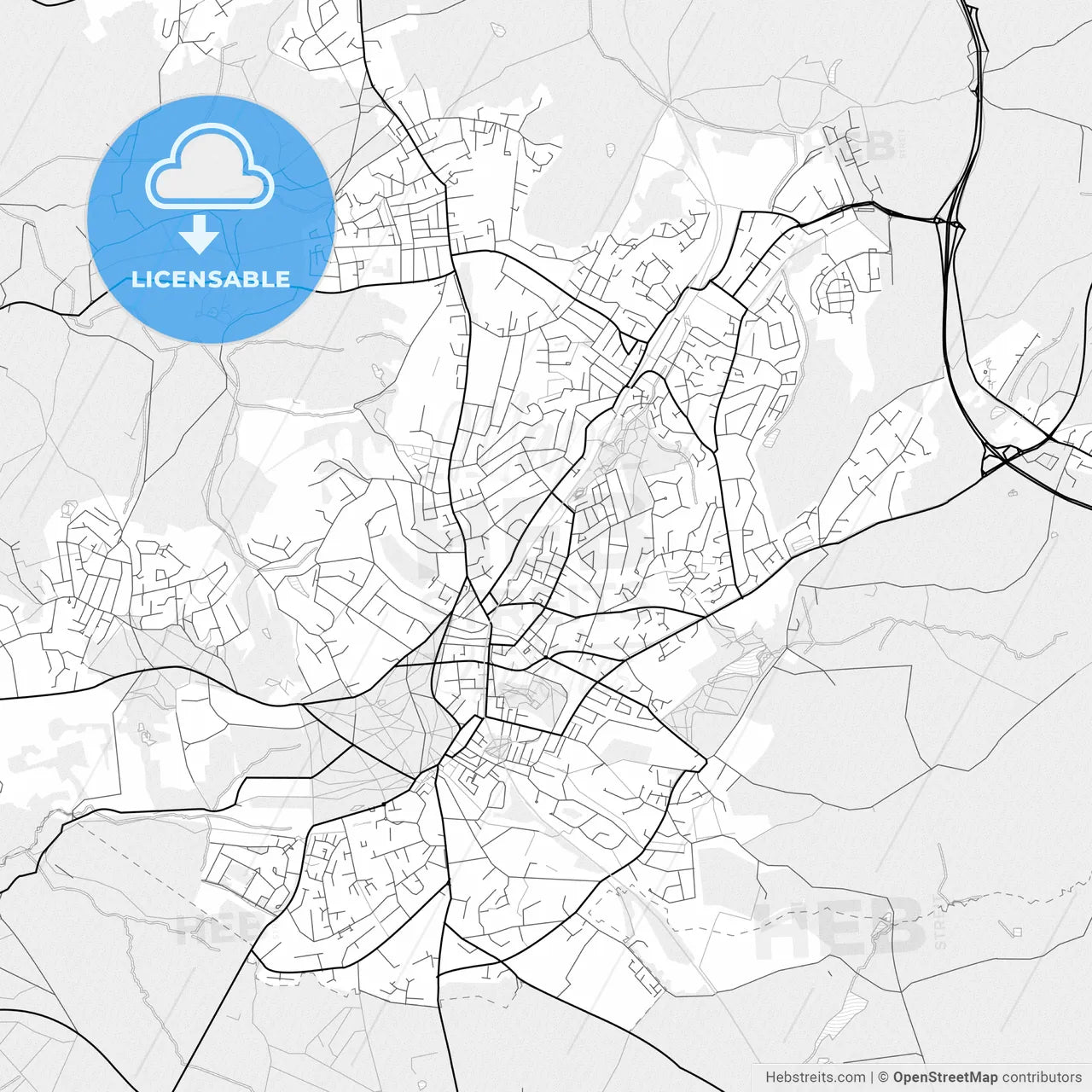 Vector PDF map of Royal Tunbridge Wells, England