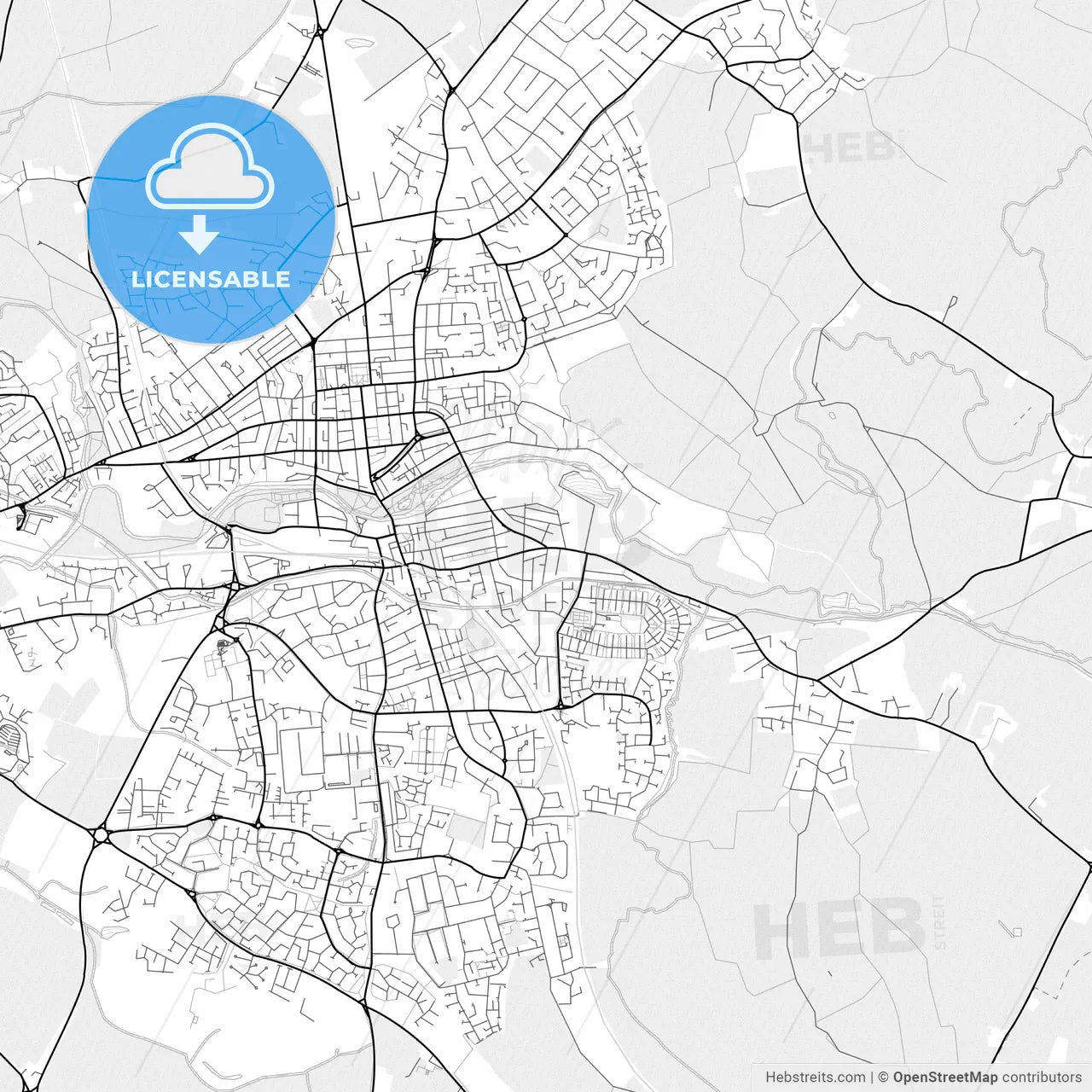 Vector PDF map of Royal Leamington Spa, England