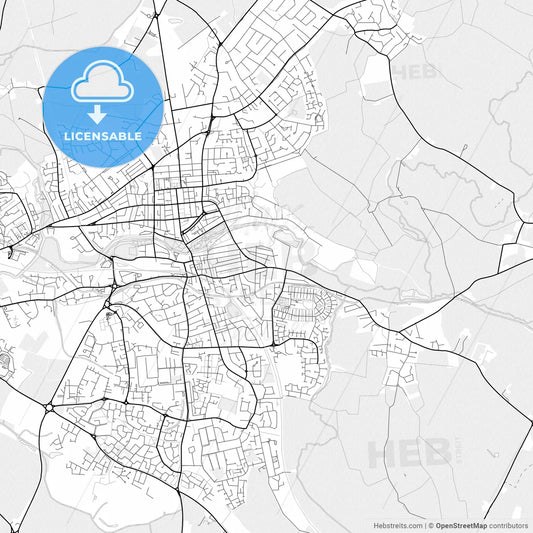 Vector PDF map of Royal Leamington Spa, England
