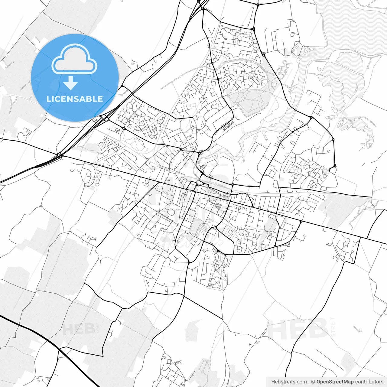 Vector PDF map of Sittingbourne, England