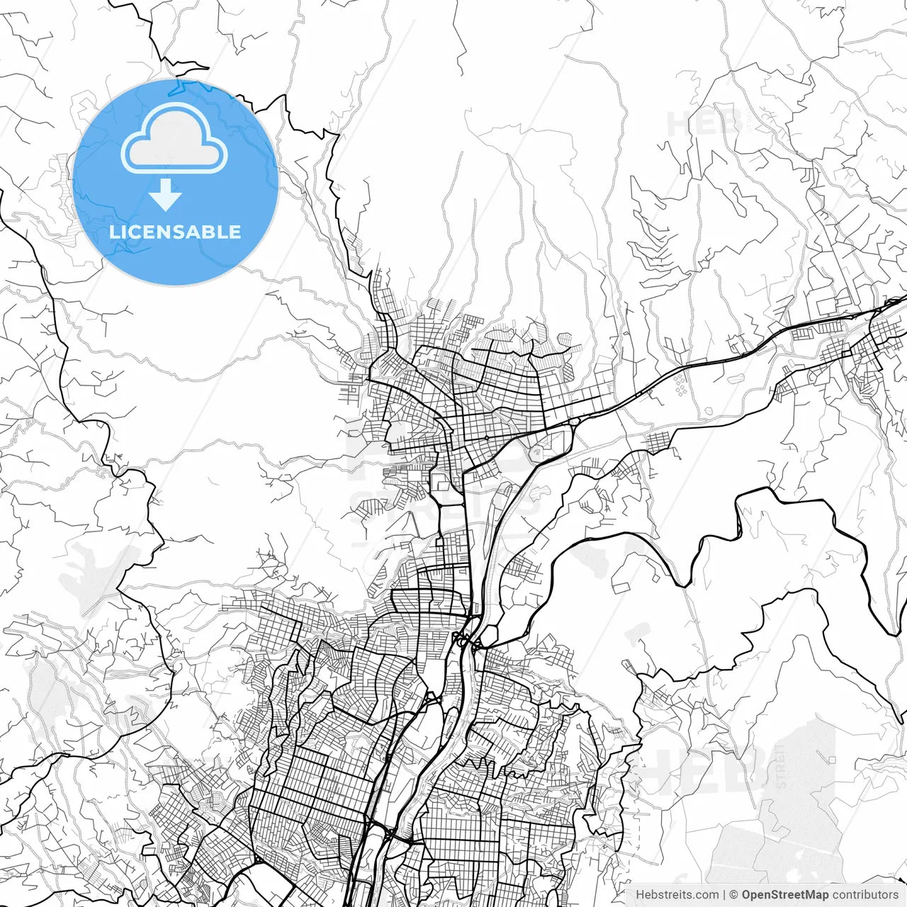 Vector PDF map of Bello, Colombia