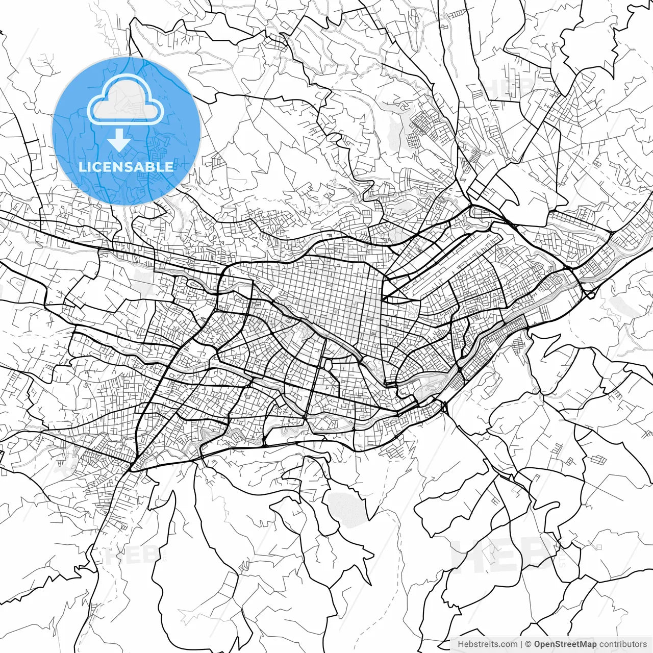 Vector PDF map of Cuenca, Ecuador