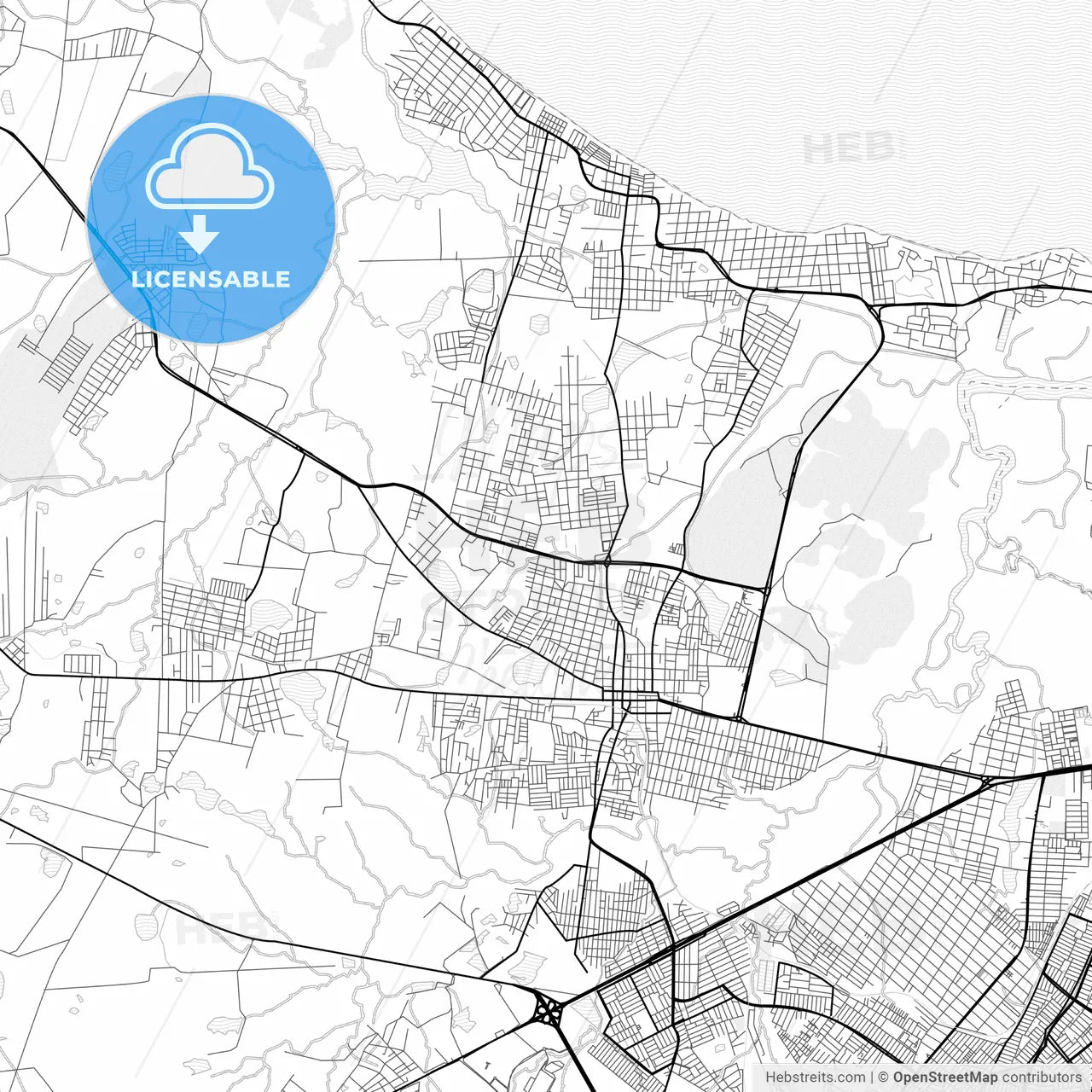 Vector PDF map of Caucaia, Brazil