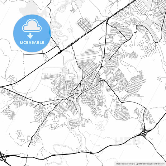 Vector PDF map of Jacarei, Brazil