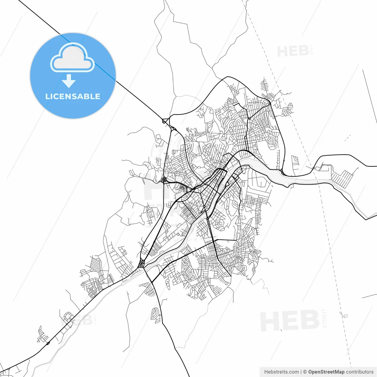 Vector PDF map of Itabuna, Brazil