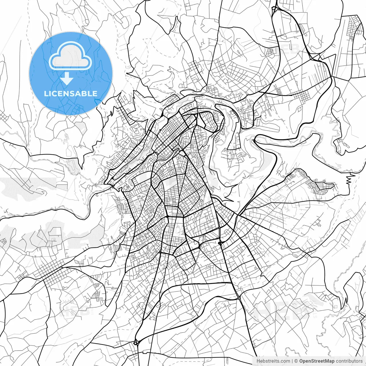 Vector PDF map of Ambato, Ecuador