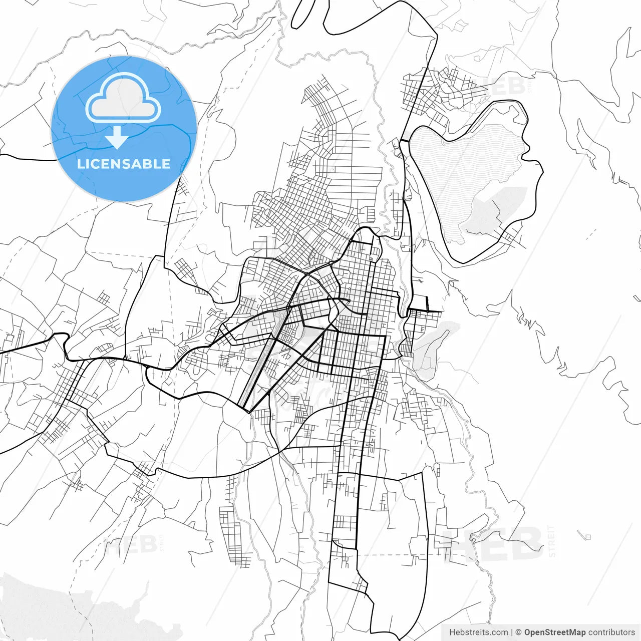 Vector PDF map of Ibarra, Ecuador