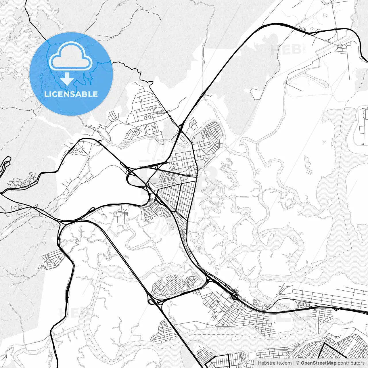 Vector PDF map of Cubatao, Brazil