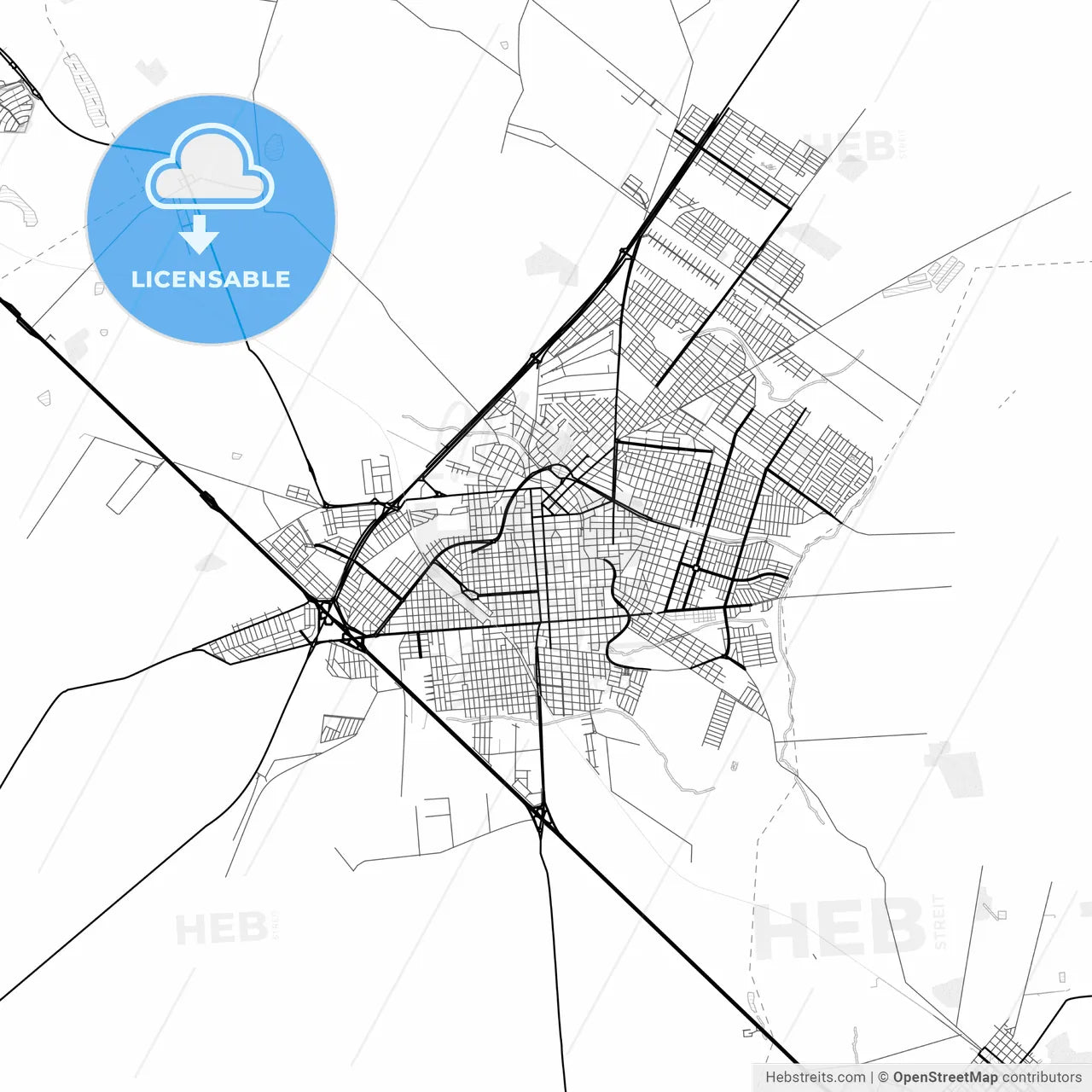 Vector PDF map of Birigui, Brazil