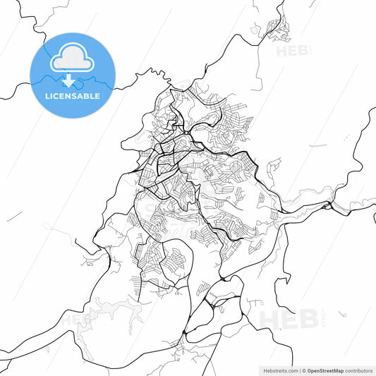 Vector PDF map of Itabira, Brazil