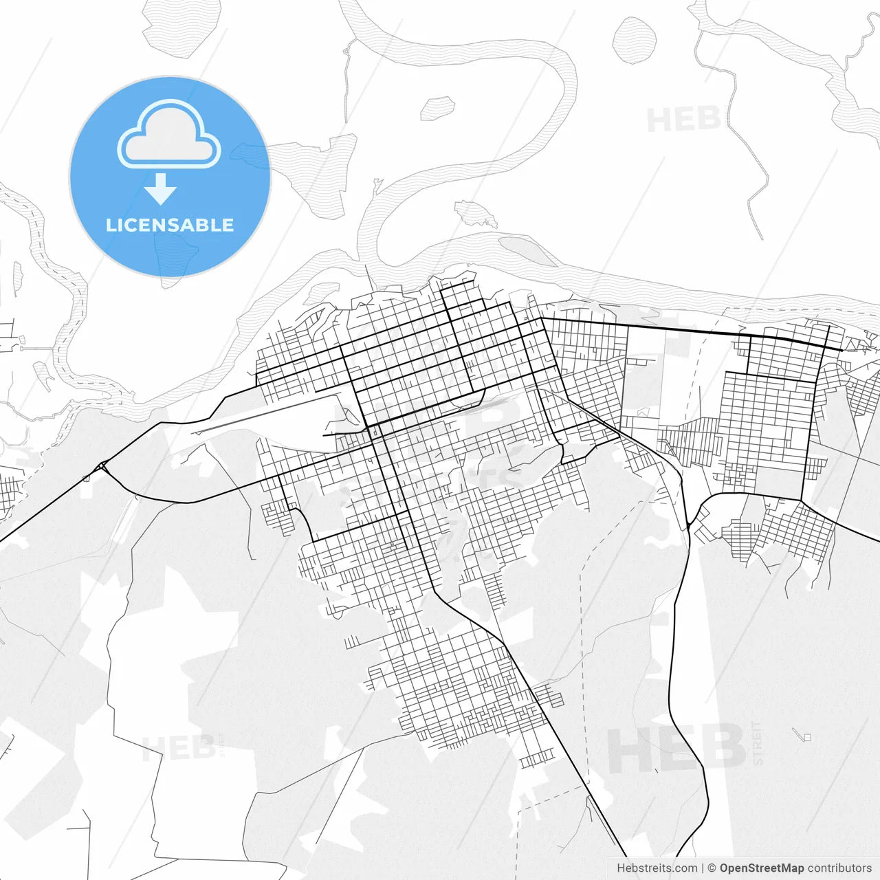 Vector PDF map of Corumba, Brazil