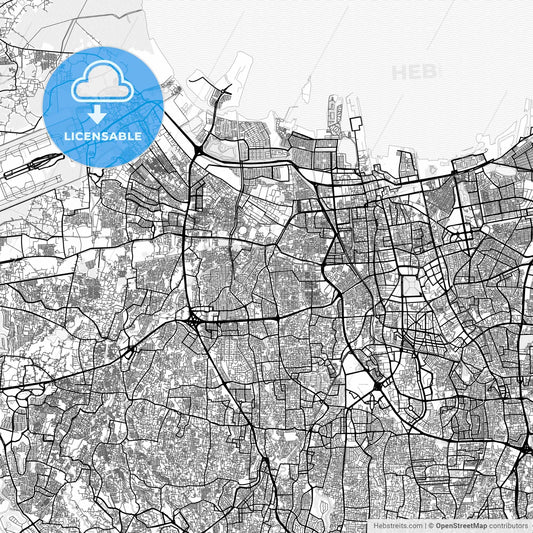 Vector PDF map of West Jakarta, Indonesia