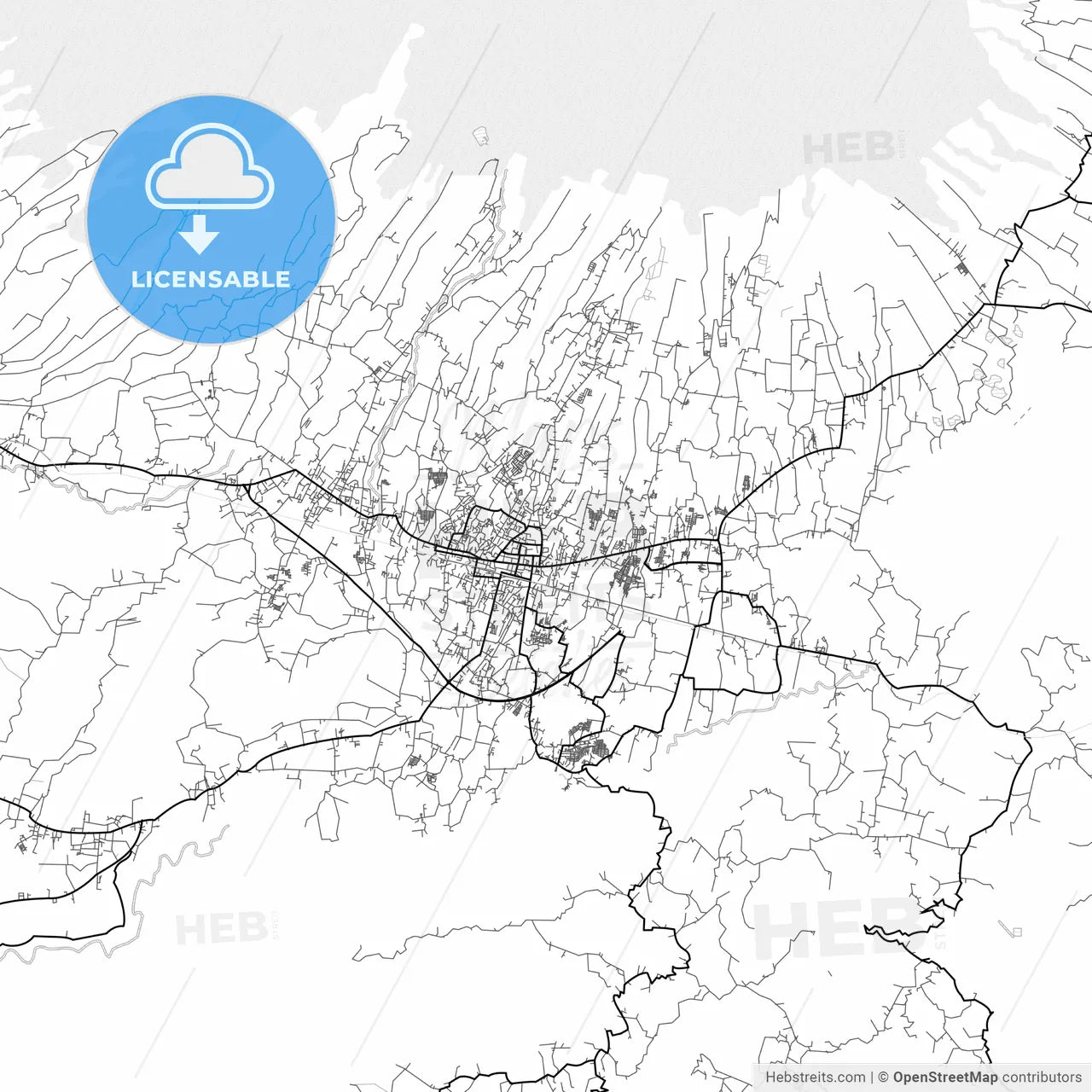 Vector PDF map of Sukabumi, Indonesia