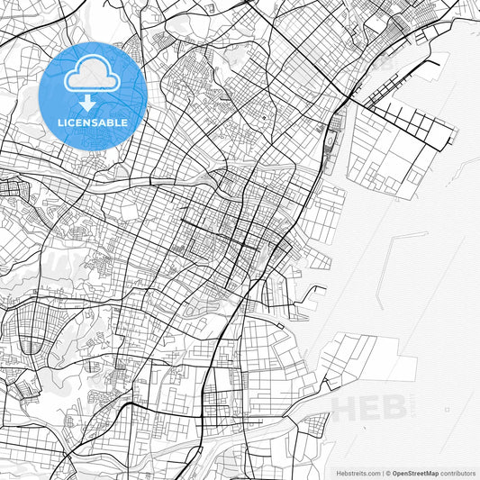 Vector PDF map of Yokkaichi, Japan