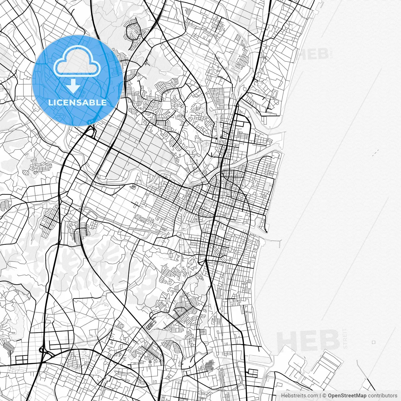 Vector PDF map of Tsu, Japan